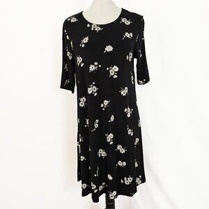 Old Navy Black Dress with White and Tan Florals